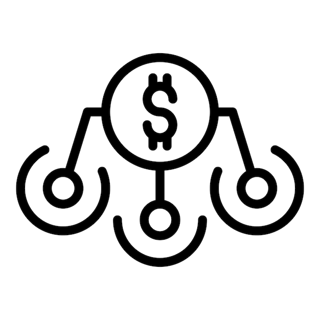 Icono de negocio dólar esquema icono de vector de negocio dólar para diseño web aislado sobre fondo blanco
