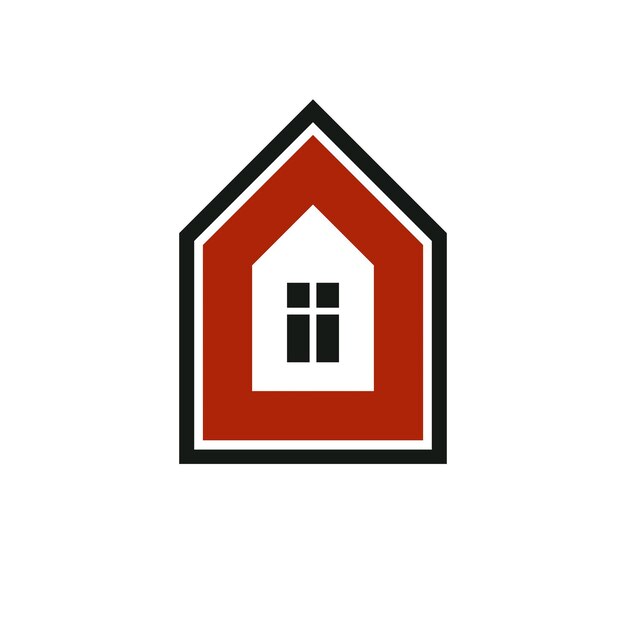 Icono de negocio simple de bienes raíces aislado sobre fondo blanco, casa abstracta de vector. Símbolo de promotor inmobiliario, signo conceptual mejor para su uso en publicidad y marca.