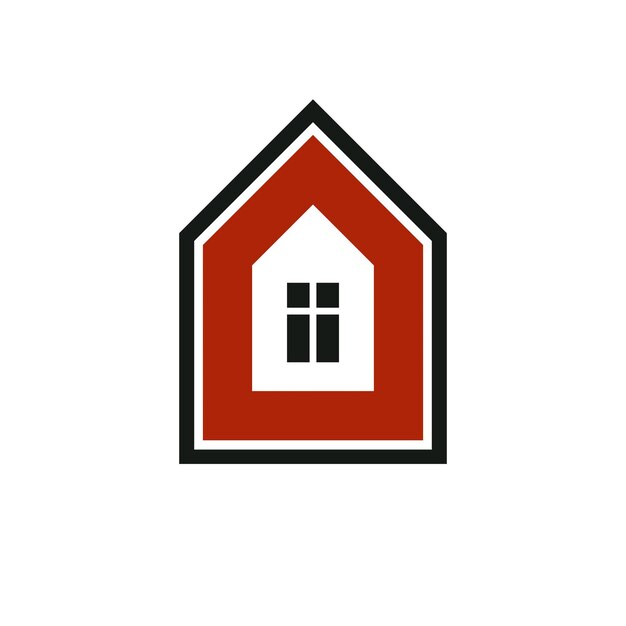 Icono de negocio simple de bienes raíces aislado sobre fondo blanco, casa abstracta de vector. Símbolo de promotor inmobiliario, signo conceptual mejor para su uso en publicidad y marca.