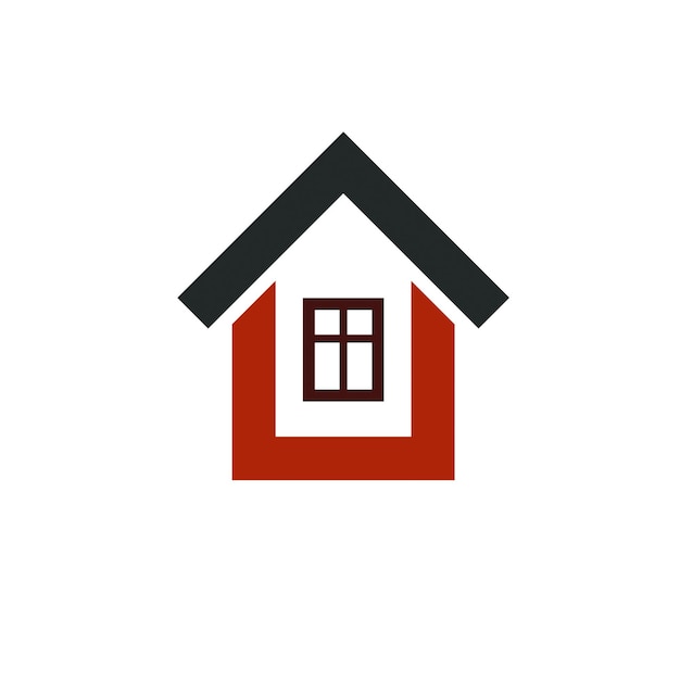 Icono de negocio simple de bienes raíces aislado sobre fondo blanco, casa abstracta de vector. Símbolo de promotor inmobiliario