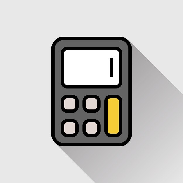Icono de negocio vectorial moderno y plano de alta calidad de la calculadora en un fondo aislado
