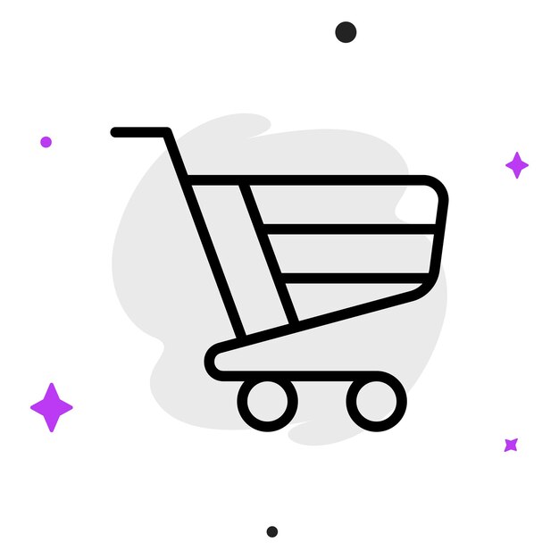 Ícono de negocio vectorial moderno y plano de alta calidad del carrito de compras en un fondo aislado