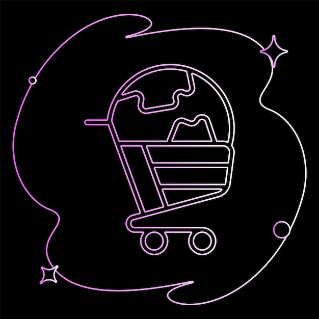 Ícono de negocio vectorial moderno y plano de alta calidad de carrito de compras y tierra en fondo aislado