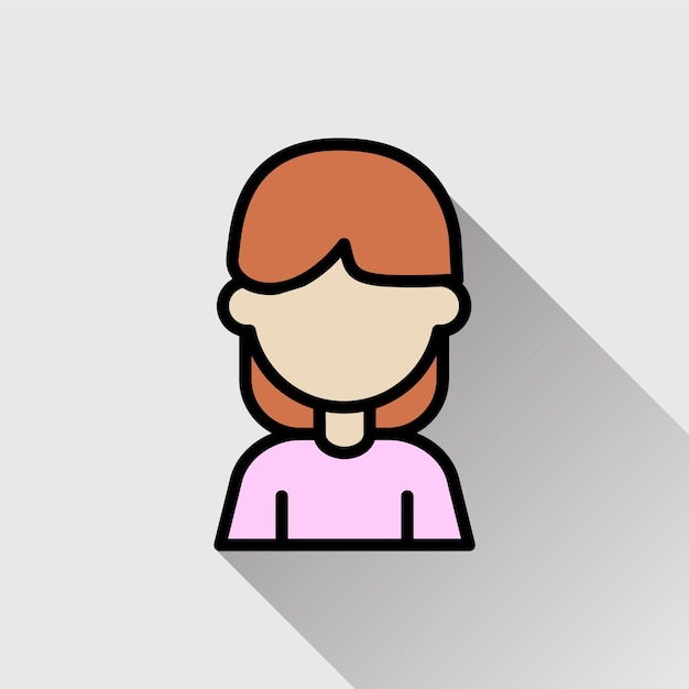 Ícono de negocio vectorial moderno y plano de alta calidad de una estudiante en un fondo aislado