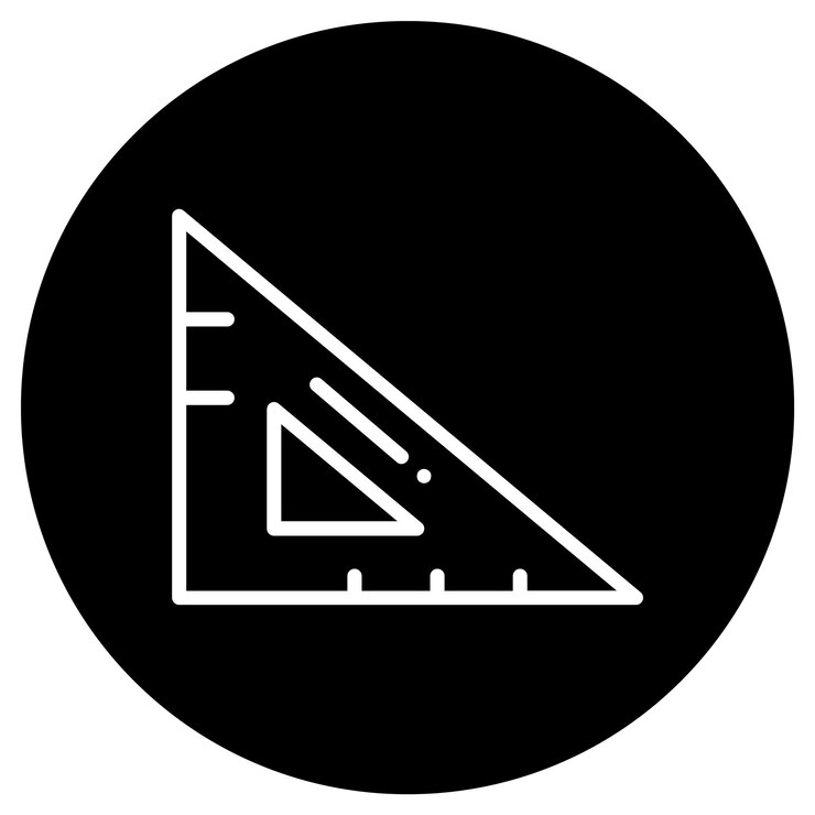 Vector icono de negocio vectorial moderno y plano de alta calidad de regla triangular en fondo aislado
