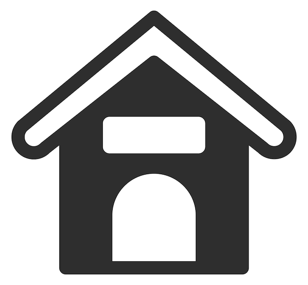 Icono negro de caseta para perros edificio de casas para animales domésticos aislado sobre fondo blanco