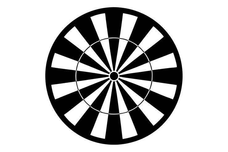 Icono negro del dardillo Símbolo del objetivo del juego aislado