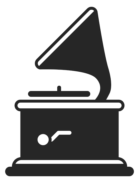 Vector Ícono negro del fonógrafo símbolo del dispositivo de gramófono retro