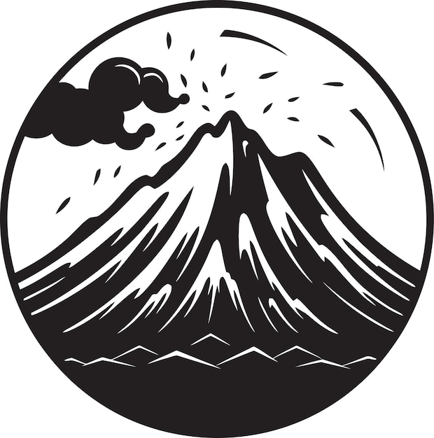 Vector icono negro de fury forge para las líneas de lava del poder del volcán montaña volcán en el vector negro sorprendente