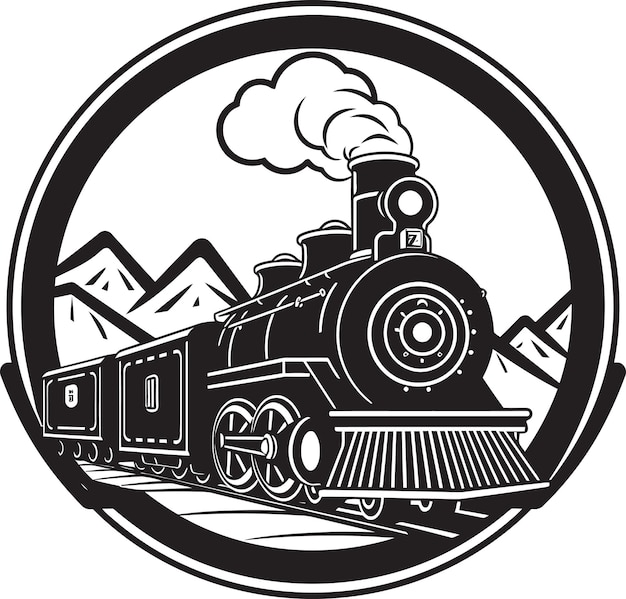 Vector icono negro de la gloria de la locomotora de vapor años pasados encanto del ferrocarril diseño negro vectorial