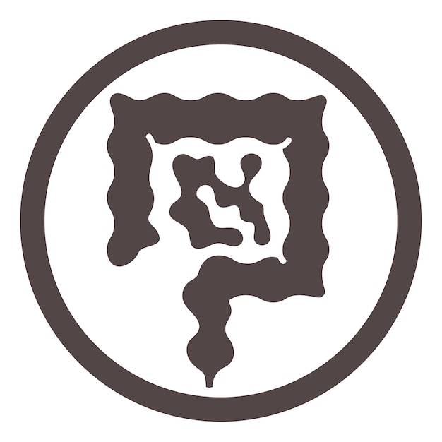 Icono negro de los intestinos símbolo del sistema digestivo humano