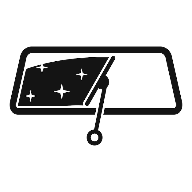 Icono negro de un limpiador de parabrisas de coche limpiando un parabrisas posiblemente sucio con una estrella