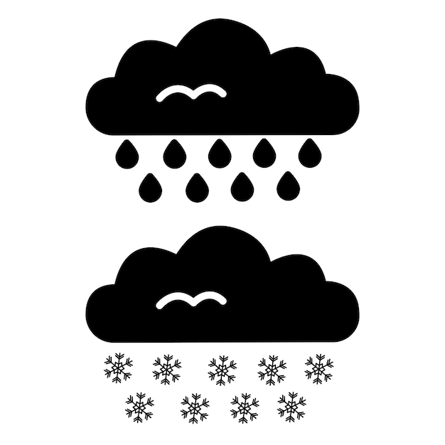 Icono negro de la nube de lluvia Icono negro de la nube de nieve