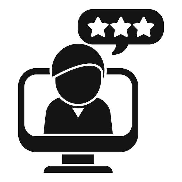 Icono negro que representa una calificación de cliente satisfecho para los servicios en línea