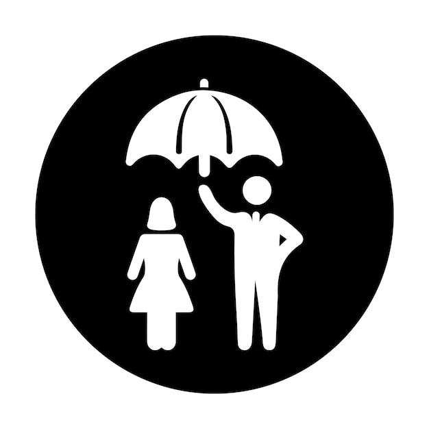 Icono negro de seguridad de las mujeres en los seguros