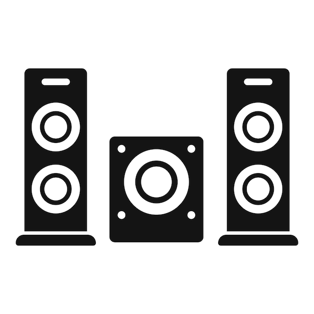 Icono negro de un sistema de sonido tocando música fuerte