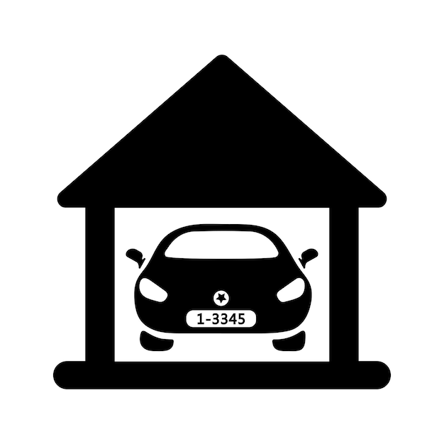 Icono negro del vehículo de garaje de automóviles