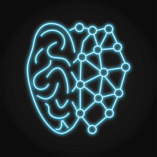 Icono de neón de aprendizaje automático