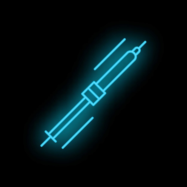 Icono de neón azul de la herramienta de soldadura de hierro para la reparación de electrónica