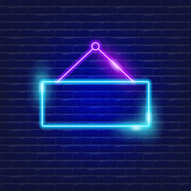 Vector icono de neón de letrero concepto de publicidad ilustración vectorial para banner de promoción de publicidad de sitio web de diseño