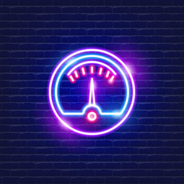 Icono de neón del medidor eléctrico Concepto de electricidad Ilustración vectorial para el diseño