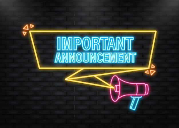 Icono de neón Megáfono con cartel de anuncio importante en estilo plano Ilustración vectorial