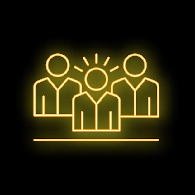 Icono de neón de personas de negocios que tienen una idea