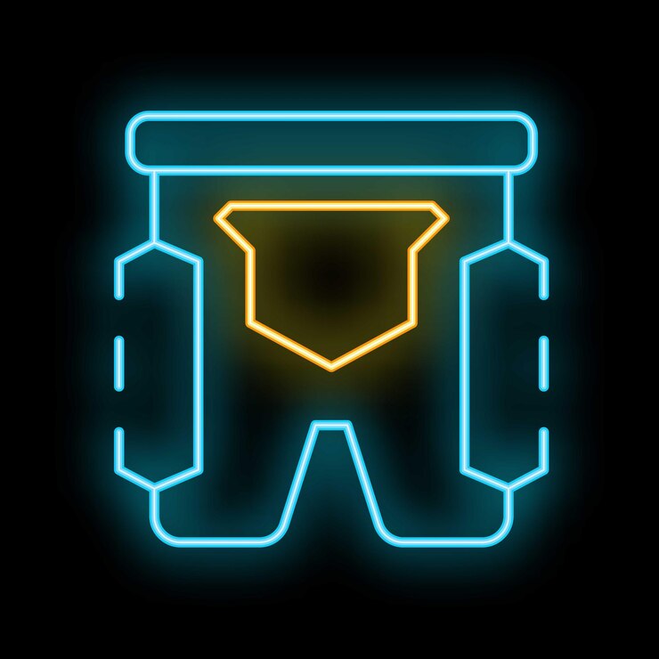 Vector icono de neón de protector de la ingle de boxeo que muestra el concepto de seguridad