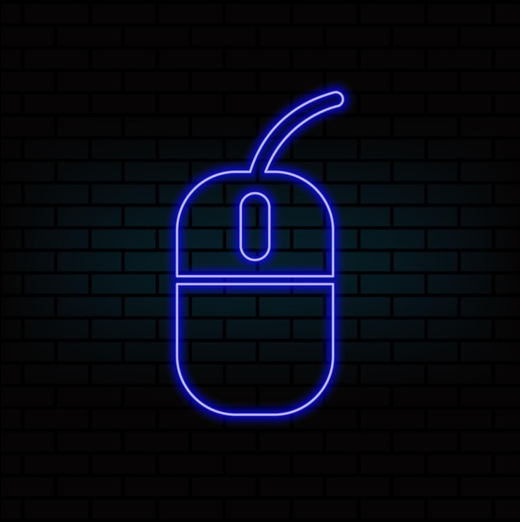 Vector icono de neón del ratón de pc elementos del conjunto de negocios icono simple para sitios web diseño web información de aplicaciones móviles