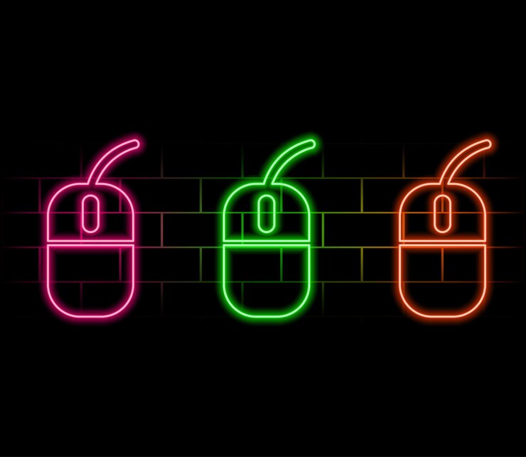 Vector icono de neón del ratón de pc elementos del conjunto de negocios icono simple para sitios web diseño web información de aplicaciones móviles
