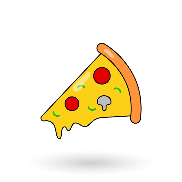 Icono de neón de rebanada de pizza Ilustración de Vector brillante