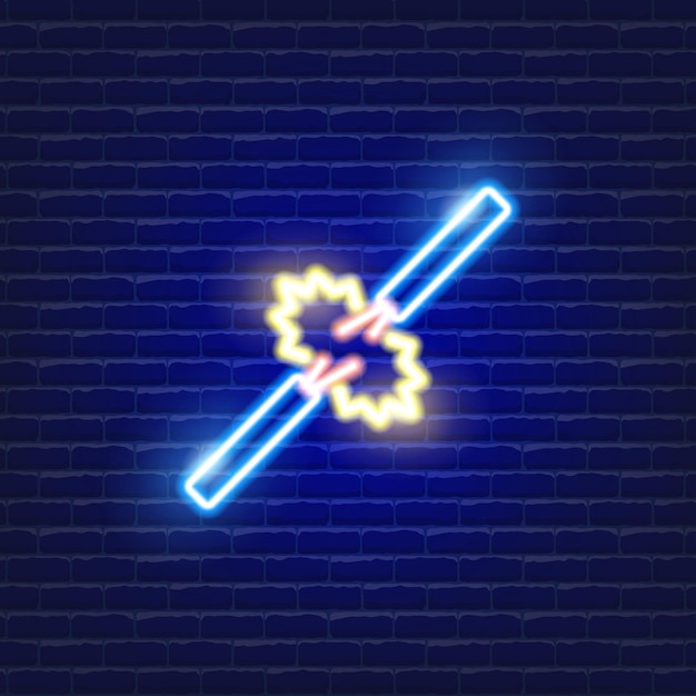 Icono de neón de rotura de cable eléctrico Concepto de electricidad Ilustración vectorial para diseño