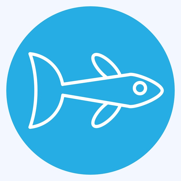 Icono Neon Tetra relacionado con el símbolo del mar estilo de ojos azules ilustración simple
