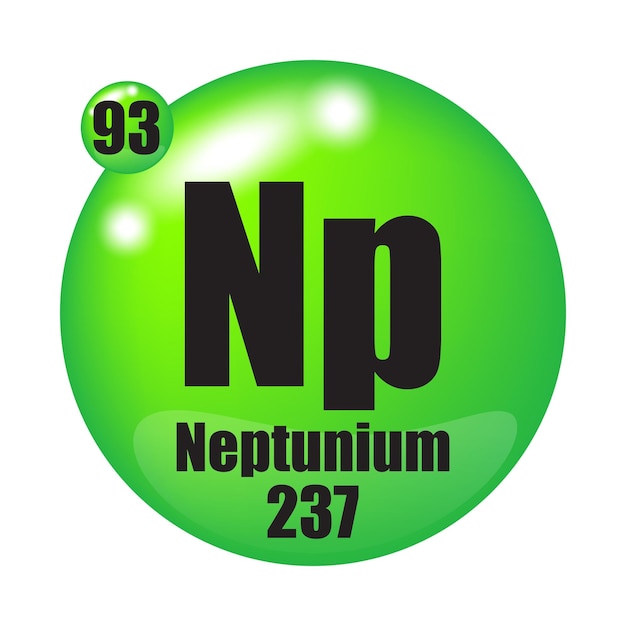 Icono de Neptunio Elemento químico Np Número atómico 93 Masa 237 Imagen de la esfera verde