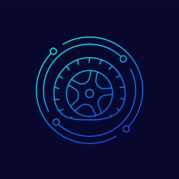 icono de neumático plano, diseño lineal