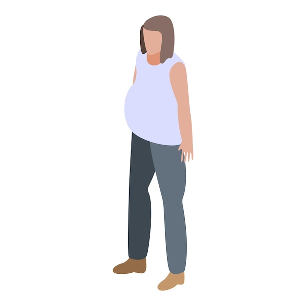Icono de niña embarazada Isométrica de icono de vector de niña embarazada para diseño web aislado sobre fondo blanco