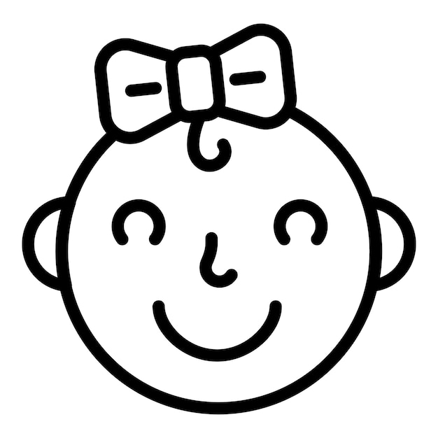 Icono de niña sonriente Contorno de icono de vector de niña sonriente para diseño web aislado sobre fondo blanco