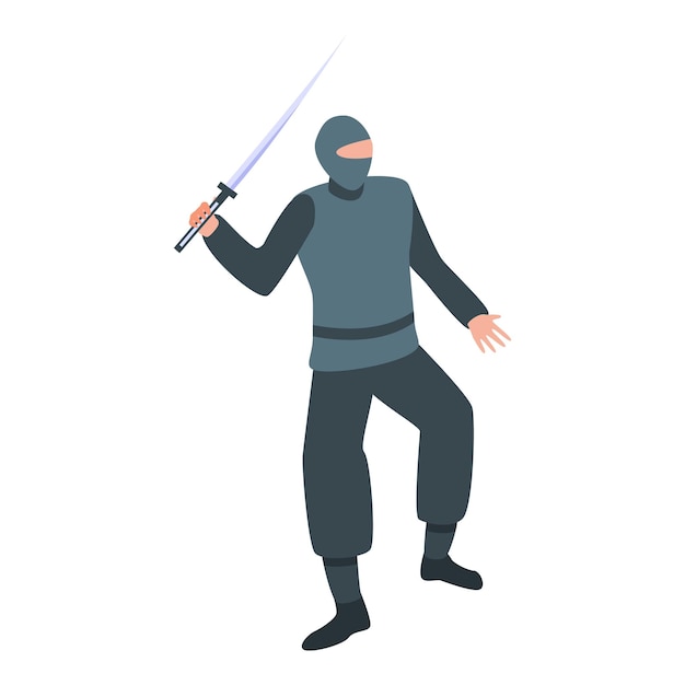 Vector icono de ninja de lucha isométrico de icono de vector de ninja de lucha para diseño web aislado sobre fondo blanco