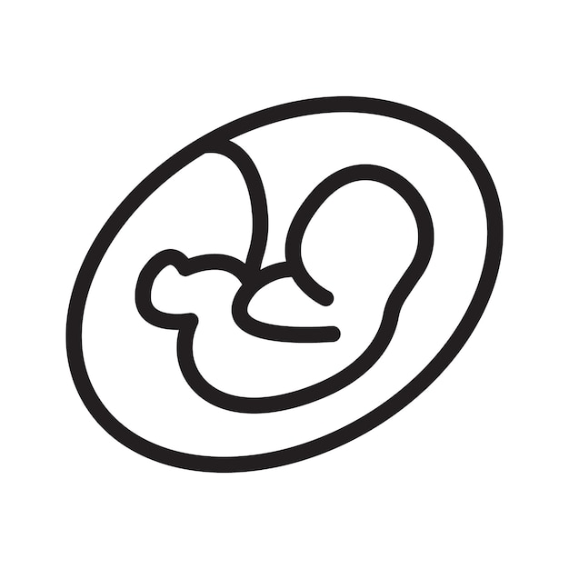 Icono del niño del embrión Vector de arte de línea negra