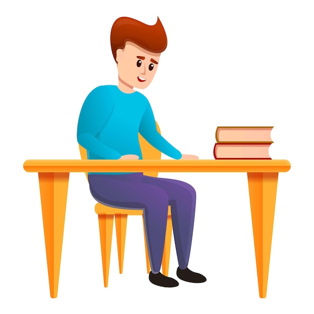 Icono de niño en la lección Icono vectorial de niño en una lección para el diseño web aislado en fondo blanco