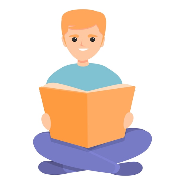 Icono de niño pequeño leyendo Icono vectorial de niño pequeño Leyendo para el diseño web aislado sobre fondo blanco