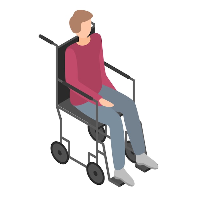 Vector icono de niño en silla de ruedas isométrico de niño en icono de vector de silla de ruedas para diseño web aislado sobre fondo blanco