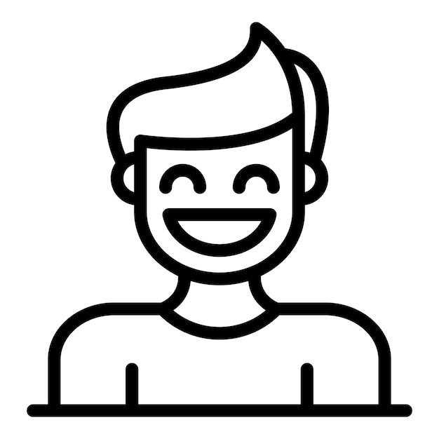 Icono de niño sonriente Contorno de icono de vector de niño sonriente para diseño web aislado sobre fondo blanco