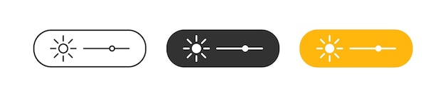 Icono de nivel de brillo Símbolo de luz de pantalla Signos de barra de contraste Símbolos de teléfono UI Iconos de configuración de brillo Color amarillo negro Signo vectorial