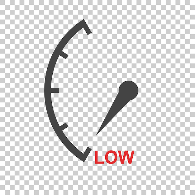 Icono de nivel bajo de combustible del taquímetro del velocímetro Ilustración vectorial plana en fondo aislado