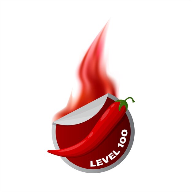 Vector icono de nivel de comida picante con llama roja signo de chile rojo extra caliente