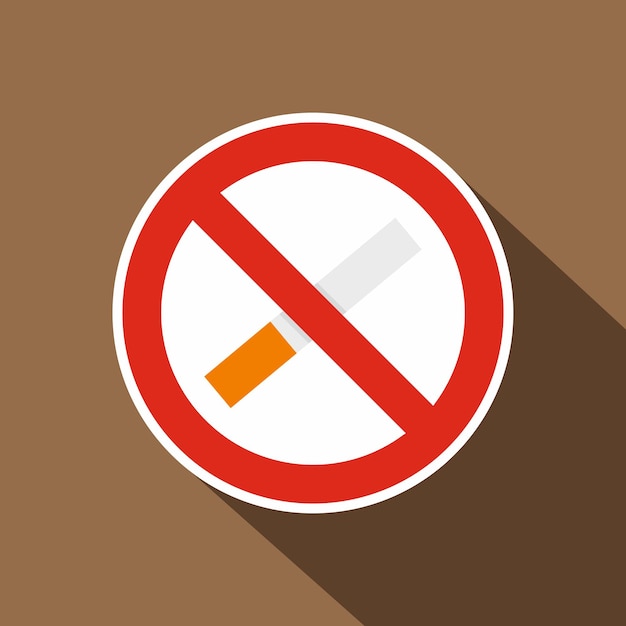 Icono de no fumar Ilustración plana del icono de vector de no fumar para web sobre fondo de café