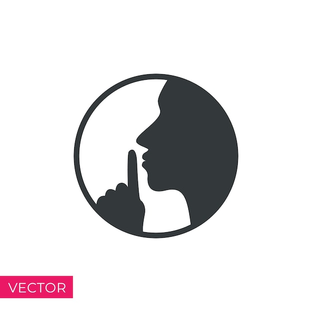 Vector icono de no molestar por favor silencie pssst o shhh gesto labios silencio o secreto mantenga la boca cerrada icono vector