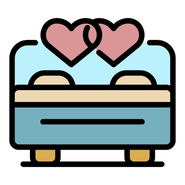 El icono de la noche de amor de la pareja de bodas Contorno del icono del vector de la noche del amor de la parella de bodas Color plano aislado