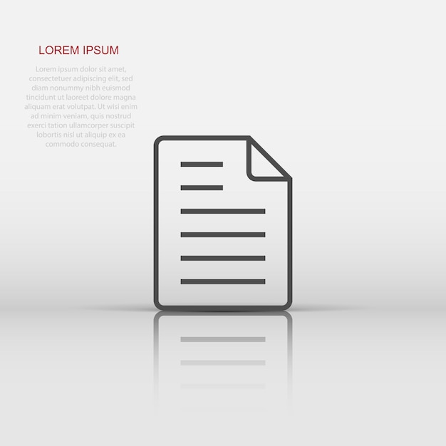Icono de nota de documento en estilo plano Ilustración de vector de hoja de papel sobre fondo blanco Concepto de negocio de documento de Bloc de notas